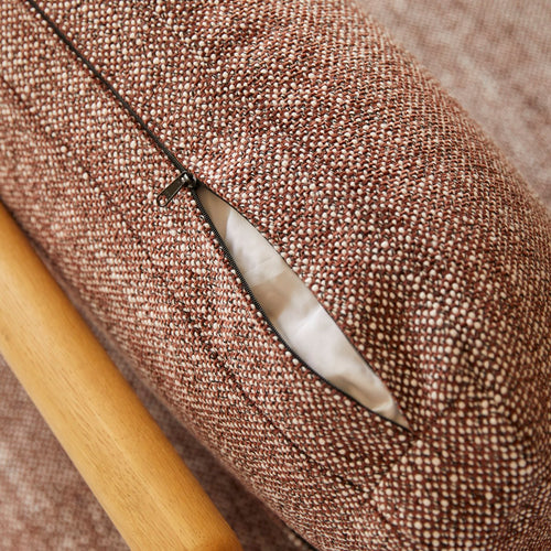 Tikamoon Fauteuil in massief eikenhout en gevlamde stof - Bruin