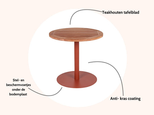 MaximaVida ronde tuintafel Java roestbruin 80 cm- zware 49 kg uitvoering