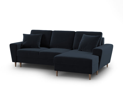 Cosmopolitan Design Converteerbare hoekbank rechts met opbergdoos Kyoto 4-zits, flueel donkerblauw - 145x241x88cm