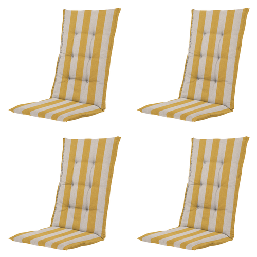 Madison tuinstoelkussen hoge rug Amora - geel - 123x50x5cm - set van 4