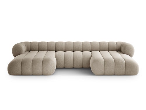 Cosmopolitan Design Panoramische bank Koge 6-zits, chenille donkerbeige - 165x348x70cm