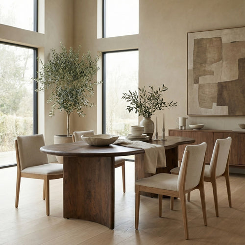 DÉJA Living Eettafel Tornio - Organisch Donkerbruin Hout - 180x110x76cm