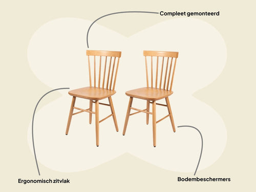 MaximaVida houten spijlenstoel Maxime blank gelakt - doos per 2 stuks