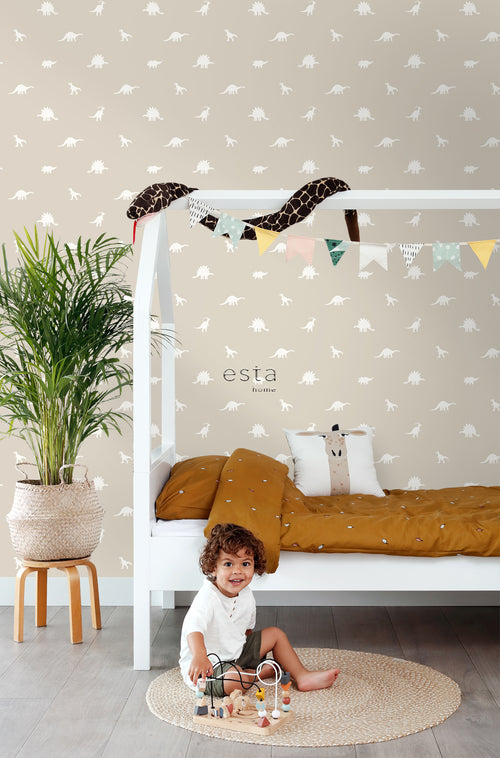 ESTAhome behang dinosaurussen beige - 53 cm x 10.05 m - 139508