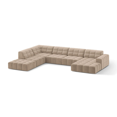 Cosmopolitan Design - Panoramische hoekbank Chicago 7-zits, flueel beige - 263x375x78cm