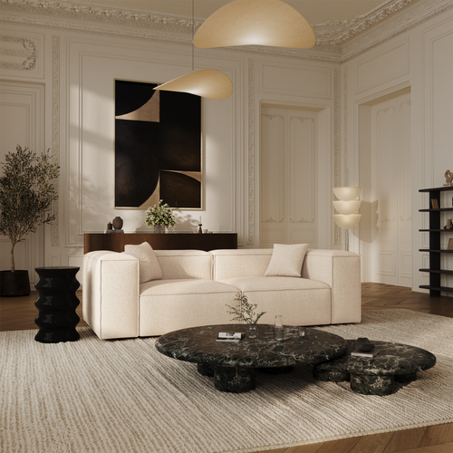 Sia Home - Modulaire bank CUBI - Chenille fluweel - Crème - 242cm