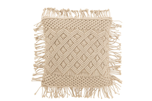 J-Line kussen Cosy Diamant - katoen - beige