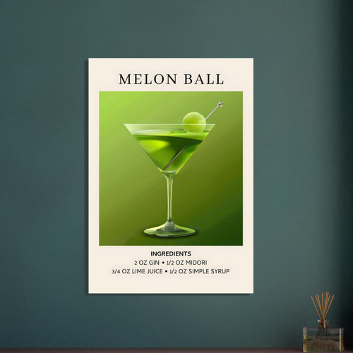 Artfulprints  Melon Ball cocktail - Ingrediënten   poster 50x70 cm - vtwonen shop