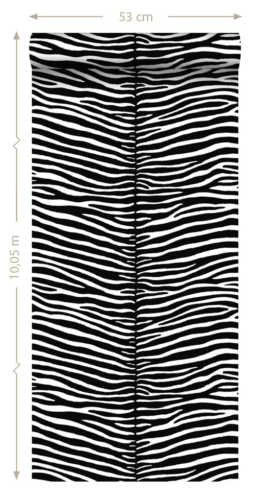 ESTAhome behang zebra's zwart en wit - 53 cm x 10.05 m - 136807
