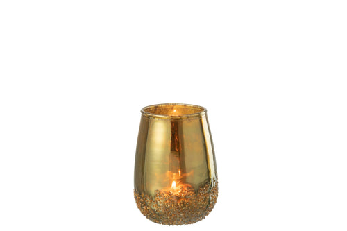 J-Line kaarshouder Spiegel - glas - goud - small - 2 stuks