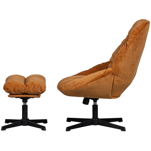 WOOOD  fauteuil met hocker Yaro - Chenille - Ginger - 94x71x83 - vtwonen shop