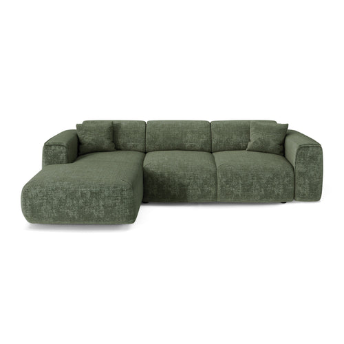 Sia Home - Hoekbanken YUMA - Fluweel met reliëf - Smaragdgroen - 283cm - vtwonen shop