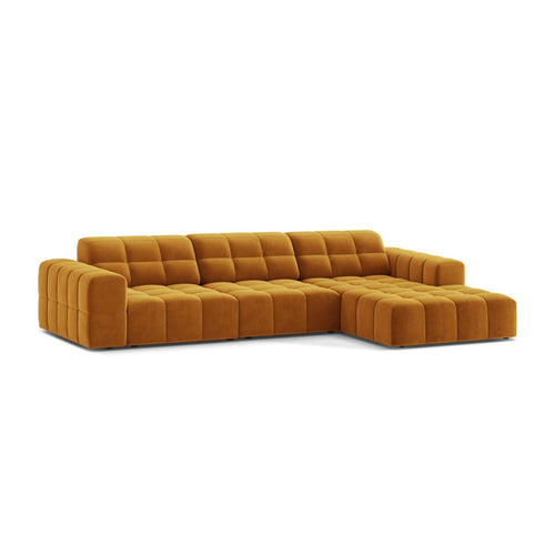 Cosmopolitan Design - Rechter hoekbank Chicago 4-zits, flueel geel - 167x294x78cm