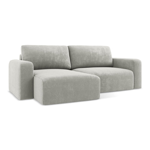 LaMiaSofa hoekbank links Ostia - chenille stof - lichtgrijs - 244x149x79