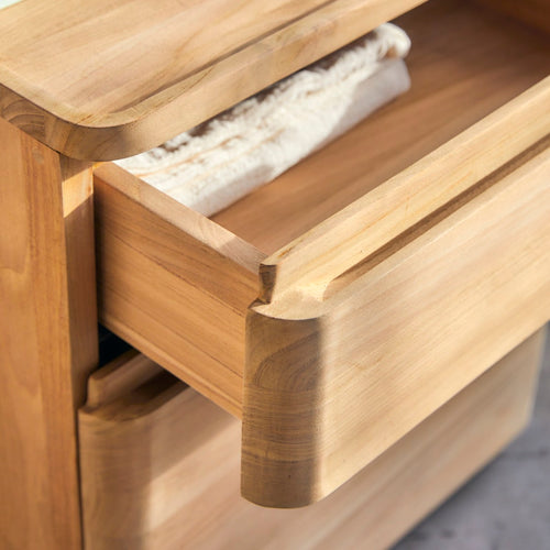 Tikamoon Massief teakhouten nachtkastje - Naturel - vtwonen shop