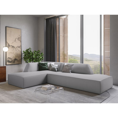 Cosmopolitan Design - Modulaire hoekbank links Siena 4-zits, structurele stof lichtgrijs - 180x273x69cm