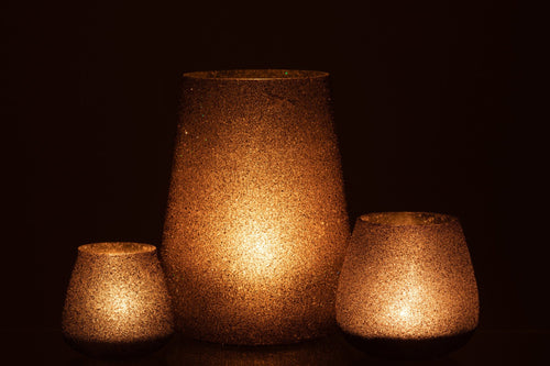 J-Line windlicht Glitter - glas - paars - large