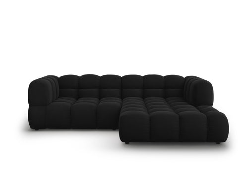 Cosmopolitan Design Modulaire hoekbank rechts Sky 3-zits, flueel, zwart - 162x244x70cm