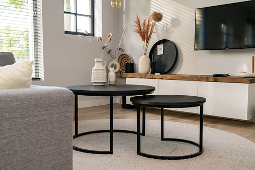 MaximaVida ronde set tafelbladen Chicago zwart - 58 cm en 45 cm - vtwonen shop