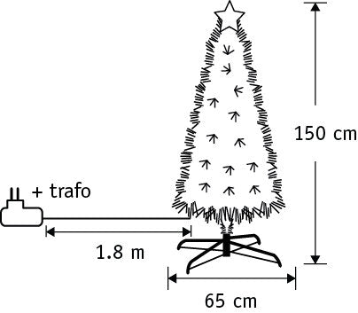 Luca Lighting Kunst Kerstboom met LED Verlichting - Kunstkerstboom H150 x Ø65 cm - Stervormige Lampjes en Piek - Groen