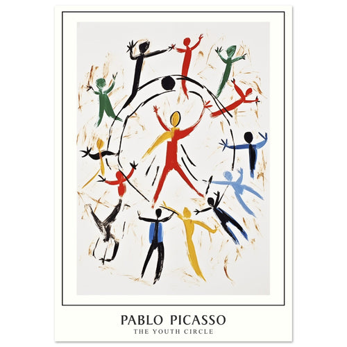 Artfulprints Poster Pablo Picasso - The youth circle   - A4 21x29.7 cm - Meerkleurig