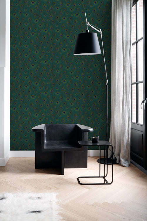 Origin Wallcoverings behang pauwenveren zeegroen - 0,53 x 10,05 m - 347764 - vtwonen shop