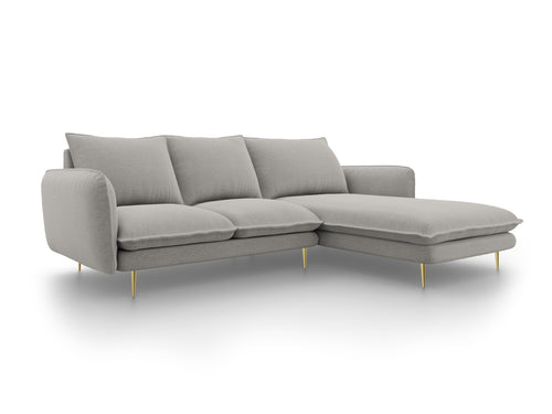 Cosmopolitan Design rechter hoekbank Vienna 5-zits, structurele stof, lichtgrijs - 170x255x95cm