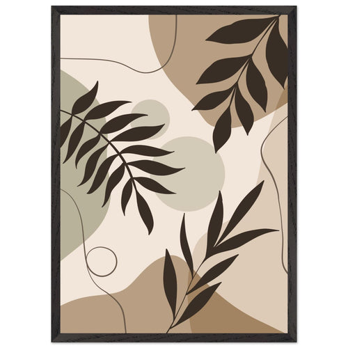 Artfulprints Poster met Lijst Boho – Shaped leaves   - 50x70 cm - Meerkleurig
