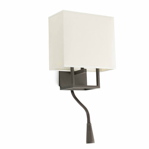 Faro Vesper - 1 Light Indoor Wandlamp Leeslamp Bruin met Kap, E14