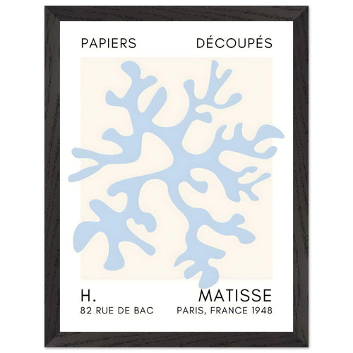 Artfulprints Poster met Lijst Matisse – Dreamy coral flower light blue   - 30x40 cm - Blauw