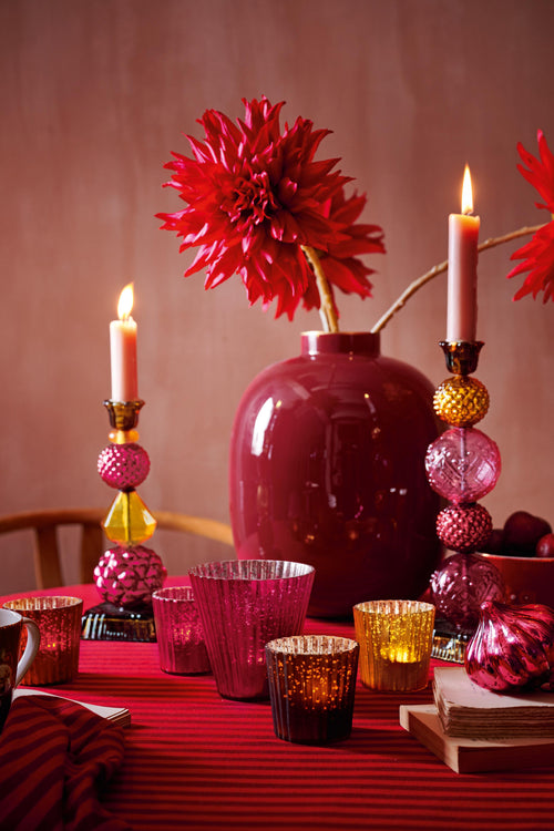 Pip Studio Waxinelichthouders Set 4 - Glas - Rood - 7x7cm - vtwonen shop