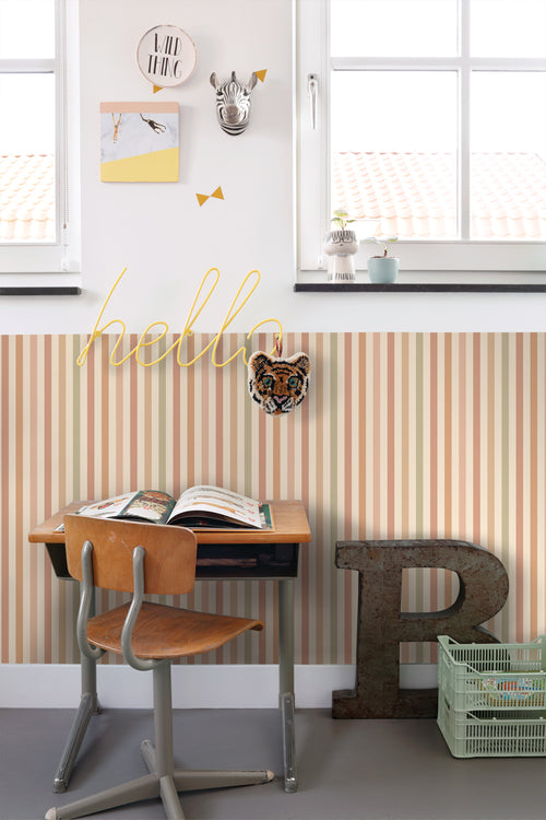 ESTAhome behang strepen roze en groen - 50 x 900 cm - 131606 - vtwonen shop