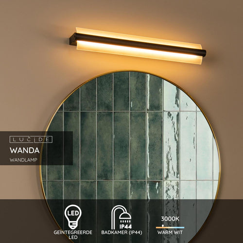 Lucide wandlamp badkamer WANDA - 1xGeïntegreerde LED - Zwart - vtwonen shop