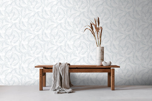 Sanders & Sanders behang veren vergrijsd blauw en wit - 53 cm x 10 m - 640365 - vtwonen shop