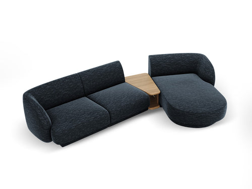 Micadoni Rechte modulaire bank Miley 3-zits, chenille, koningsblauw - 178x303x70cm