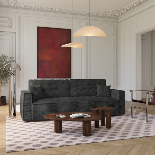 Premium Interiors - Slaapbank met opbergruimte  - corduroy zwart 254cm