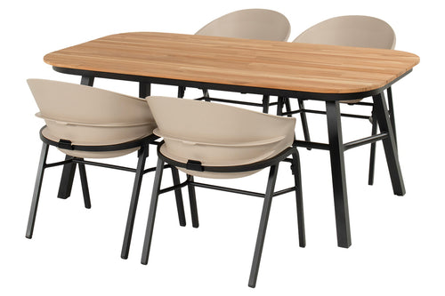 Hartman Tuintafel Tubb - Naturel/Zwart Teakhout - 185x100x75cm - vtwonen shop