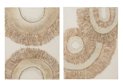 J-Line wanddecoratie Ibiza - canvas/verf - creme/wit - 2 stuks - vtwonen shop