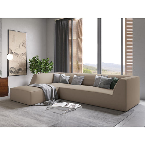 Cosmopolitan Design - Modulaire hoekbank links Siena 4-zits, structurele stof donkerbeige - 180x273x69cm