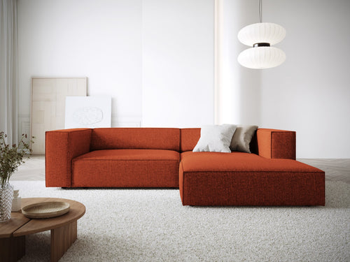 Cosmopolitan Design rechter hoekbank Arendal 3-zits, chenille, terracotta - 166x224x70cm