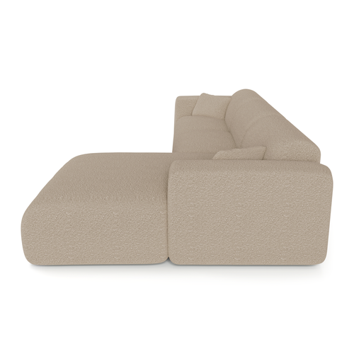 Sia Home - Rechthoekige hoekbank die als bed kan worden gebruikt MYRA - bouclé-stof mol 299cm