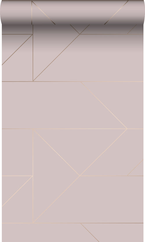 Origin Wallcoverings behang grafische lijnen oudroze en goud - 0,53 x 10,05 m - 347721 - vtwonen shop