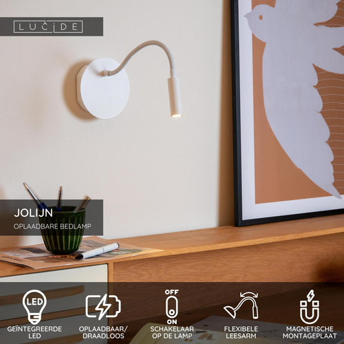 Lucide bedlamp JOLIJN - Geïntegreerde LED - Wit