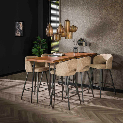 Giga Meubel Barstoel Salon Tissee - Zand Bouclé - Set van 2 - vtwonen shop