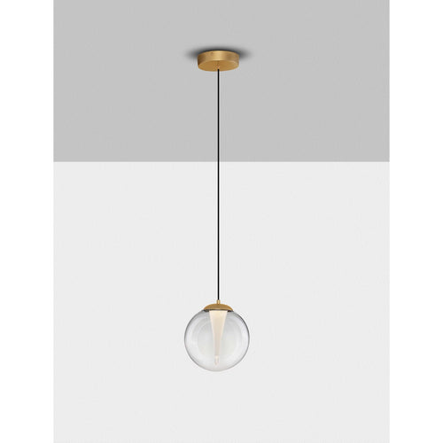 Nova Luce GALEO  Galeo Globe hanglamp, transparant, zandgoud, Triac dimbare LED, 7W, 506lm, 3000K