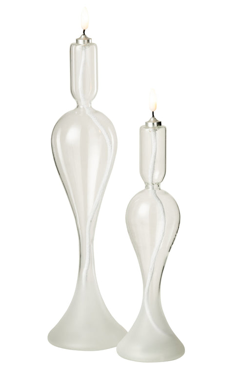 J-Line kaars - glas - transparant - large - LED lichtjes