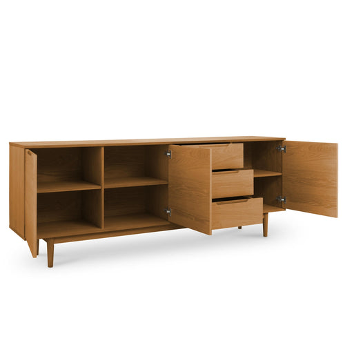 Furnhouse 4-deurs dressoir Kerteminde - Natuurlijk eikenhout - MDF, eikenfineer - 45x213x80