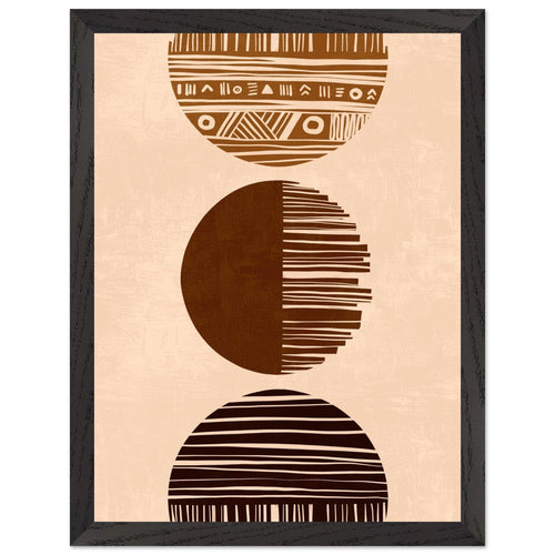 Artfulprints Poster met Lijst Boho – Sun phases   - 30x40 cm - Bruin