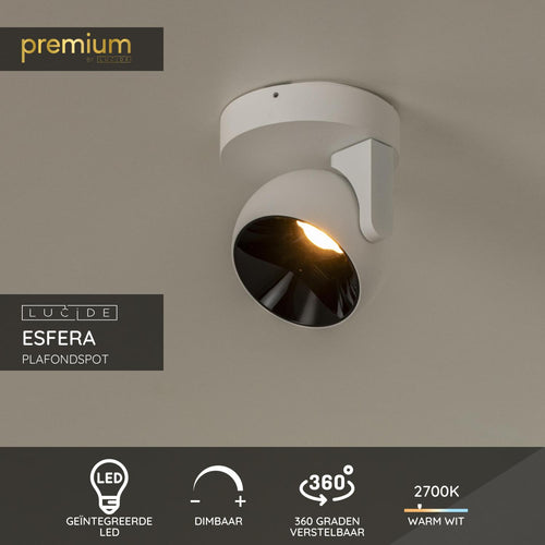 Lucide plafondspot ESFERA - Geïntegreerde LED - Wit - vtwonen shop