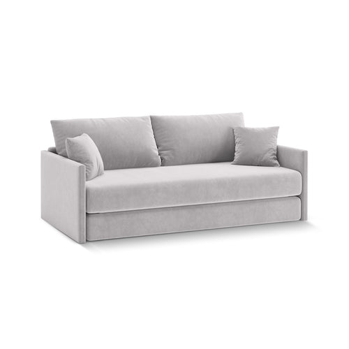 Cosmopolitan Design - Converteerbare bank Shannon 3-zits, flueel lichtgrijs - 94x209x87cm